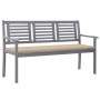 Banco de jardín 3 plazas madera eucalipto gris y cojín 150 cm de vidaXL, Bancos de jardín - Ref: Foro24-3061053, Precio: 225,...