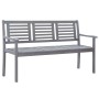 Banco de jardín 3 plazas madera eucalipto gris y cojín 150 cm de vidaXL, Bancos de jardín - Ref: Foro24-3061053, Precio: 225,...