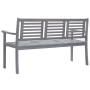 Banco de jardín 3 plazas madera eucalipto gris y cojín 150 cm de vidaXL, Bancos de jardín - Ref: Foro24-3061053, Precio: 225,...