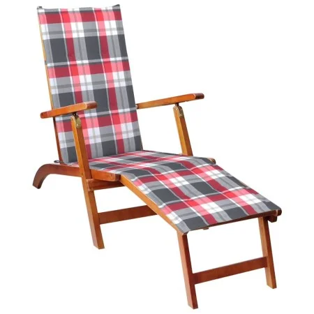 Tumbona de jardín con reposapiés y cojín madera maciza acacia de vidaXL, Tumbonas - Ref: Foro24-3064027, Precio: 138,45 €, De...