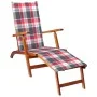 Tumbona de jardín con reposapiés y cojín madera maciza acacia de vidaXL, Tumbonas - Ref: Foro24-3064027, Precio: 138,45 €, De...
