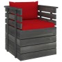 Sillón de jardín con cojines madera de pino de vidaXL, Sofás modulares de exterior - Ref: Foro24-3061725, Precio: 105,63 €, D...