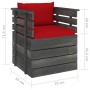Sillón de jardín con cojines madera de pino de vidaXL, Sofás modulares de exterior - Ref: Foro24-3061725, Precio: 105,63 €, D...