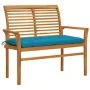 Banco de jardín madera maciza de teca y cojín azul claro 112 cm de vidaXL, Bancos de jardín - Ref: Foro24-3062668, Precio: 15...