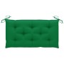 Banco de jardín madera maciza de teca con cojín verde 112 cm de vidaXL, Bancos de jardín - Ref: Foro24-3062669, Precio: 152,3...