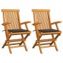 Sillas de jardín 2 uds madera teca con cojines gris taupe de vidaXL, Sillas de jardín - Ref: Foro24-3062495, Precio: 202,45 €...