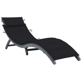 Lounger with solid gray acacia wood cushion by vidaXL, Loungers - Ref: Foro24-3064051, Price: 143,80 €, Discount: %