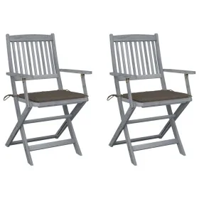 Klappbare Gartenstühle, 2 Stück, Kissen aus massivem Akazienholz von vidaXL, Gartenstühle - Ref: Foro24-3064490, Preis: 122,9...