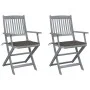 Folding garden chairs 2 pcs cushions solid acacia wood by vidaXL, Garden chairs - Ref: Foro24-3064490, Price: 122,92 €, Disco...