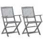 Folding garden chairs 2 pcs cushions solid acacia wood by vidaXL, Garden chairs - Ref: Foro24-3064490, Price: 122,92 €, Disco...