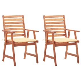 Sillas comedor de jardín y cojines 2 uds madera maciza acacia de vidaXL, Sillas de jardín - Ref: Foro24-3064322, Precio: 162,...