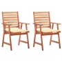 Sillas comedor de jardín y cojines 2 uds madera maciza acacia de vidaXL, Sillas de jardín - Ref: Foro24-3064322, Precio: 162,...