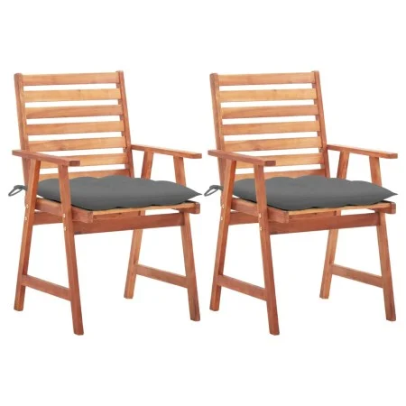 Sillas comedor de jardín 2 uds madera maciza acacia y cojines de vidaXL, Sillas de jardín - Ref: Foro24-3064336, Precio: 159,...