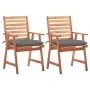 Sillas comedor de jardín 2 uds madera maciza acacia y cojines de vidaXL, Sillas de jardín - Ref: Foro24-3064336, Precio: 159,...