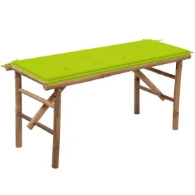 Banco de jardín plegable con cojín bambú 118 cm de vidaXL, Bancos de jardín - Ref: Foro24-3063860, Precio: 87,27 €, Descuento: %