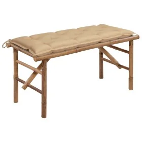Banco de jardín plegable con cojín bambú 118 cm de vidaXL, Bancos de jardín - Ref: Foro24-3063867, Precio: 89,62 €, Descuento: %
