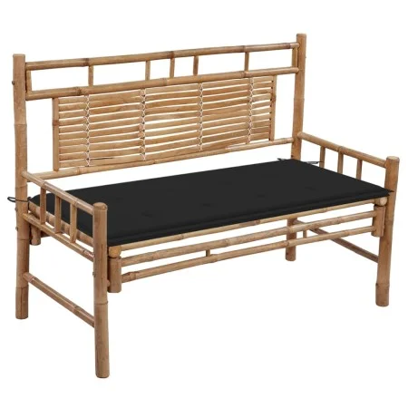 Banco de jardín con cojín bambú 120 cm de vidaXL, Bancos de jardín - Ref: Foro24-3063883, Precio: 134,41 €, Descuento: %