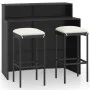 Set muebles de bar para jardín 3 piezas y cojines negro de vidaXL, Conjuntos de jardín - Ref: Foro24-3064873, Precio: 257,81 ...