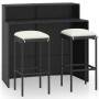 Set muebles de bar para jardín 3 piezas y cojines negro de vidaXL, Conjuntos de jardín - Ref: Foro24-3064873, Precio: 260,65 ...