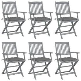 Klappbare Gartenstühle, 6 Stück, Kissen aus massivem Akazienholz von vidaXL, Gartenstühle - Ref: Foro24-3065423, Preis: 291,3...
