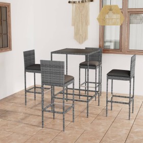 Mesa y taburetes altos jardín 5 piezas ratán sintético gris de vidaXL, Conjuntos de jardín - Ref: Foro24-3064831, Precio: 362...