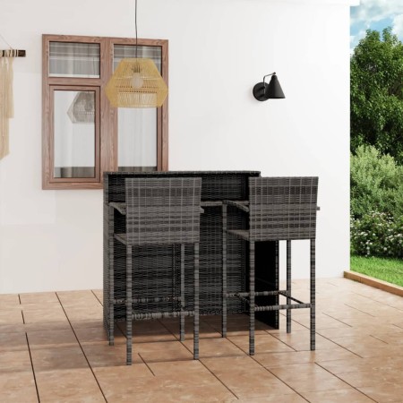 Set de muebles de bar de jardín 3 piezas gris de vidaXL, Conjuntos de jardín - Ref: Foro24-3064887, Precio: 343,82 €, Descuen...