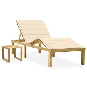 Tumbona de jardín con mesa y cojín de madera de pino impregnada de vidaXL, Tumbonas - Ref: Foro24-3065866, Precio: 138,19 €, ...