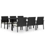 Conjunto de comedor de jardín 7 piezas ratán sintético negro de vidaXL, Conjuntos de jardín - Ref: Foro24-3065709, Precio: 44...