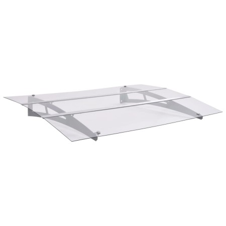Marquesina puerta policarbonato plata y transparente 120x90 cm en Toldos | Comprar online en Foru.es