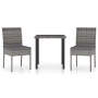 Juego de comedor para jardín 3 piezas ratán sintético gris de vidaXL, Conjuntos de jardín - Ref: Foro24-3065699, Precio: 209,...