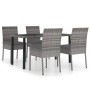 Juego de comedor para jardín 5 piezas ratán sintético gris de vidaXL, Conjuntos de jardín - Ref: Foro24-3065701, Precio: 351,...