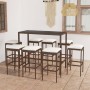 Set de bar de jardín 9 piezas ratán sintético marrón de vidaXL, Conjuntos de jardín - Ref: Foro24-3064825, Precio: 366,04 €, ...