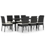 Conjunto de comedor de jardín 9 piezas ratán sintético negro de vidaXL, Conjuntos de jardín - Ref: Foro24-3065698, Precio: 69...