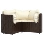 Set muebles de jardín 4 piezas y cojines ratán sintético marrón de vidaXL, Conjuntos de jardín - Ref: Foro24-319760, Precio: ...