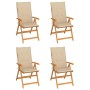 Sillas de jardín 4 uds madera maciza de teca con cojines beige de vidaXL, Sillas de jardín - Ref: Foro24-3065533, Precio: 504...