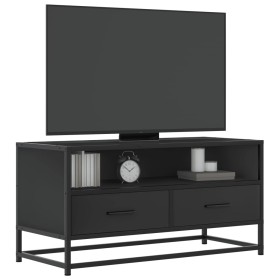 Mueble de TV madera de ingeniería y metal negro 80x34,5x40 cm en Muebles TV | Comprar online en Foru.es