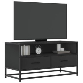 Mueble de TV madera de ingeniería y metal negro 80x34,5x40 cm en Muebles TV | Comprar online en Foru.es