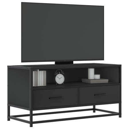 Mueble de TV madera de ingeniería y metal negro 80x34,5x40 cm en Muebles TV | Comprar online en Foru.es