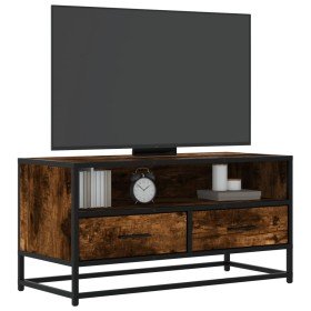 Mueble TV metal y madera ingeniería roble humo 80x34,5x40 cm en Muebles TV | Comprar online en Foru.es