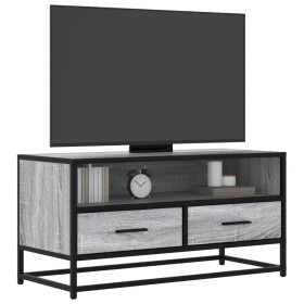 Mueble TV madera ingeniería y metal roble ahumado 80x34,5x40 cm en Muebles TV | Comprar online en Foru.es