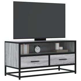 Mueble TV madera ingeniería y metal roble ahumado 80x34,5x40 cm en Muebles TV | Comprar online en Foru.es