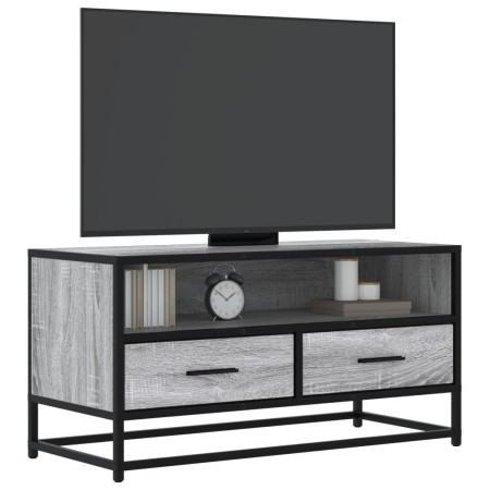 Mueble TV madera ingeniería y metal roble ahumado 80x34,5x40 cm en Muebles TV | Comprar online en Foru.es