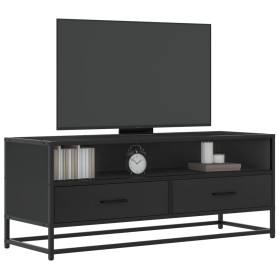Mueble de TV madera de ingeniería y metal negro 100x34,5x40 cm en Muebles TV | Comprar online en Foru.es