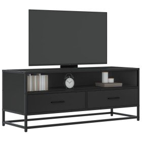 Mueble de TV madera de ingeniería y metal negro 100x34,5x40 cm en Muebles TV | Comprar online en Foru.es