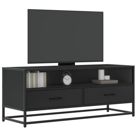 Mueble de TV madera de ingeniería y metal negro 100x34,5x40 cm en Muebles TV | Comprar online en Foru.es