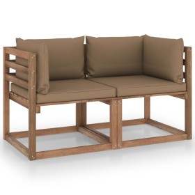 Sofá de jardín de palets de 2 plazas con cojines taupe de vidaXL, Conjuntos de jardín - Ref: Foro24-3067280, Precio: 154,93 €...