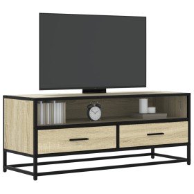 Mueble TV metal y madera ingeniería roble Sonoma 100x34,5x40 cm en Muebles TV | Comprar online en Foru.es