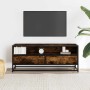 Mueble TV metal y madera ingeniería roble ahumado 100x34,5x40cm en Muebles TV | Comprar online en Foru.es