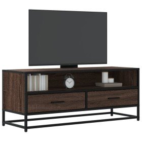 Mueble TV metal y madera ingeniería marrón roble 100x34,5x40 cm en Muebles TV | Comprar online en Foru.es