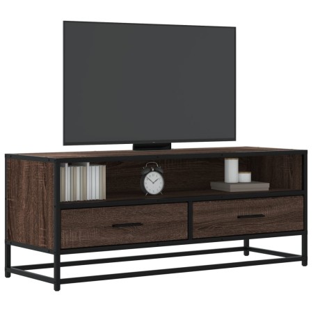 Mueble TV metal y madera ingeniería marrón roble 100x34,5x40 cm en Muebles TV | Comprar online en Foru.es